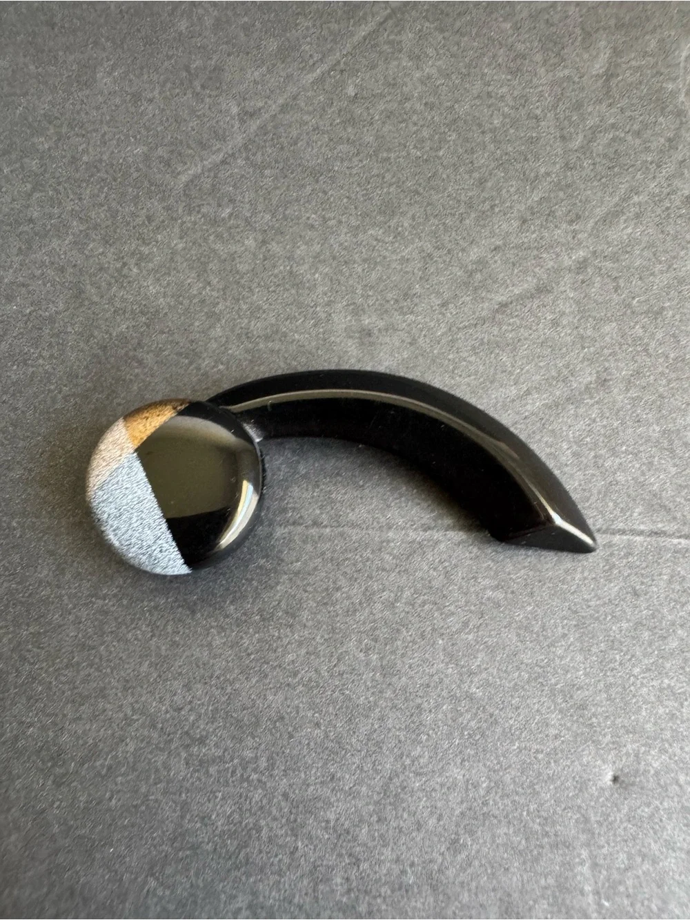 Vintage 80s Acrylic Brooch Apostrophe Comma Black Post Modern Statement Jewelry